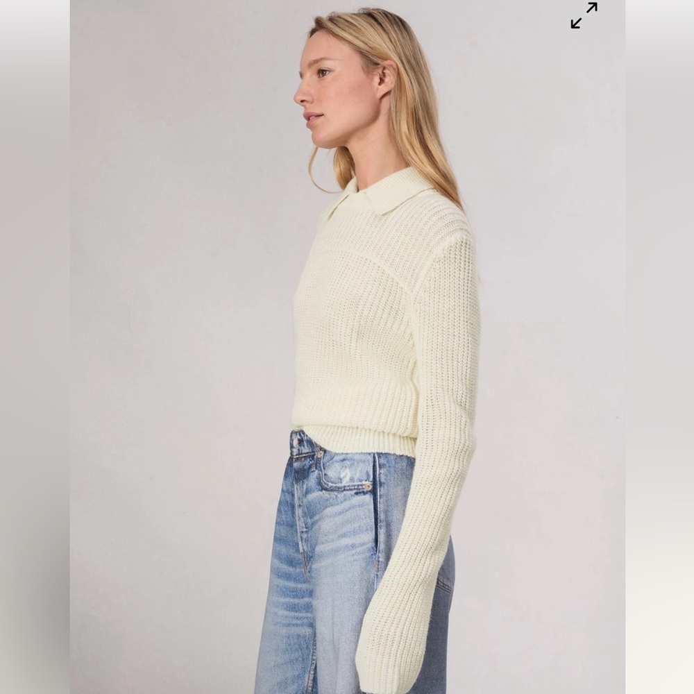 rag & bone Cream Ribbed Knit Crew Neck Sweater - Picture 5 of 12